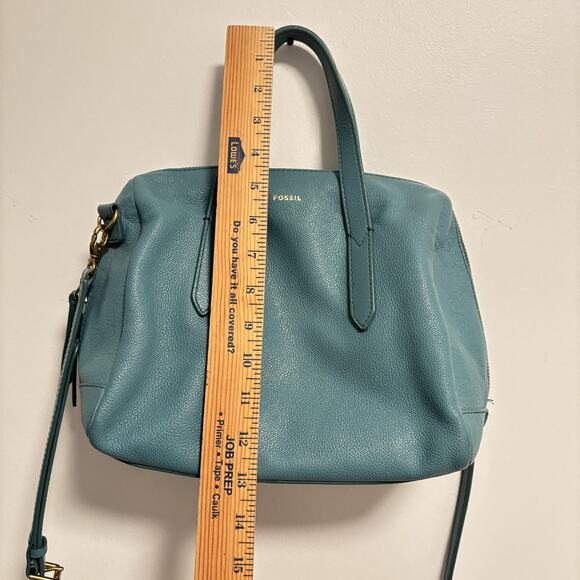Fossil Bag Womens Size Medium Blue Leather Satchel Crossbody Top Handle Purse - Picture 10 of 11